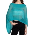 thumbnail image 1 of Women Sheer Poncho Top Lightweight Knit Crochet Shrug Bolero Mesh Batwing Sleeve Sweater Cover Up Beachwear, 1 of 6