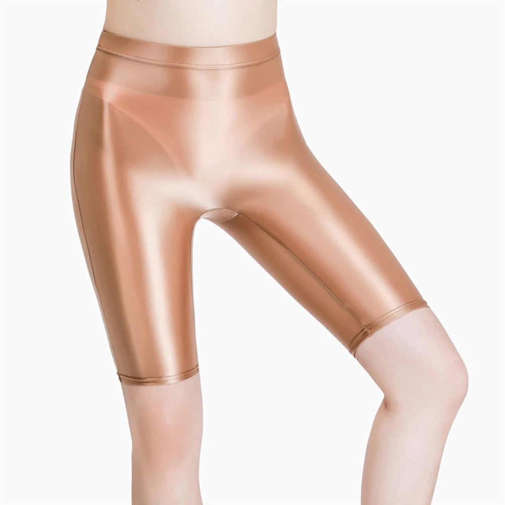 Women Sheer Shiny Glossy Wet Soft Stretchy Oil Leggings Yoga Shorts Pants 