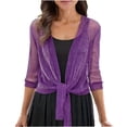 thumbnail image 1 of Women Sheer Shrug Mesh Knit Cover Up Lightweight Dressy Cardigan for Summer Tie Top Wrap, 1 of 5