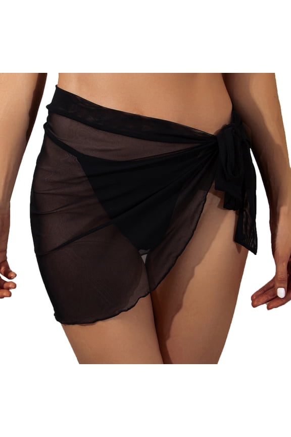Women Sheer Wrap Knot Cover Up Skirt - Bikini Beach Wrap, Sexy Casual Swimwear - S-XXL, Solid, Summer Pool Party