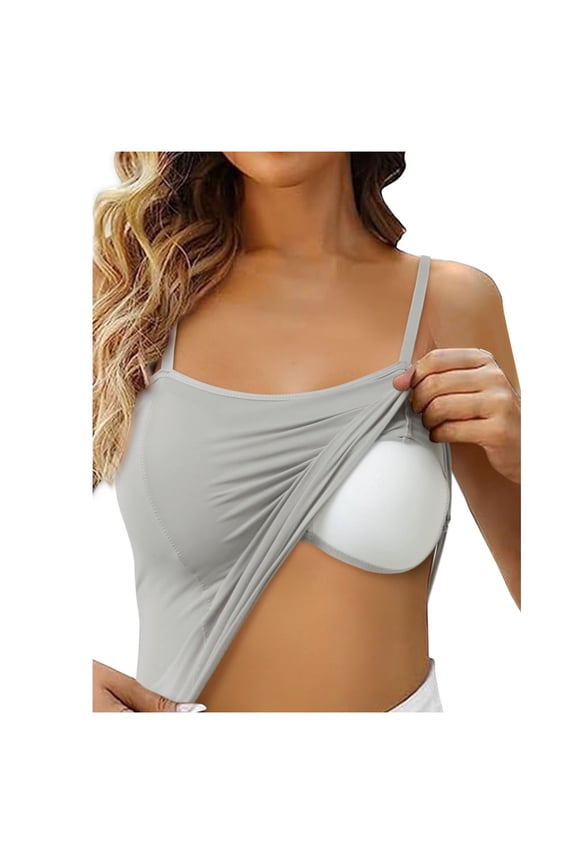 Women Shelf Bra Camisoles Adjustable Spaghetti Strap Basic Layer Comfortable Daily Wear