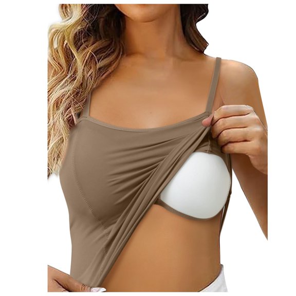 Women Shelf Bra Camisoles Adjustable Spaghetti Strap Basic Layer Comfortable Daily Wear