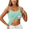 thumbnail image 1 of Women Shelf Bra Tank Tops Camisole Adjustable Spaghetti Strap Under Shirts for Women Mint Green 6XL, 1 of 4