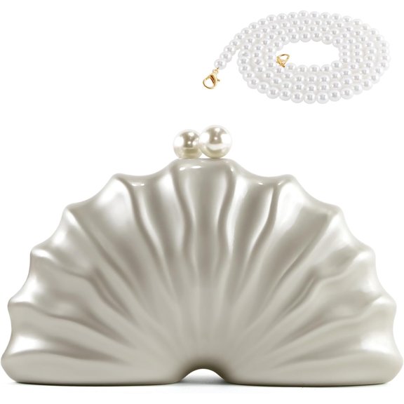 Women Shell Shaped Clutch Luxury Marble Chain Bag Wedding Party Purses