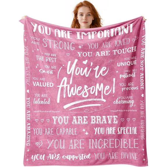 Women Sherpa Blanket Get Well Gifts for Women - You are Awesome 50" x 60" Sherpa Throw Blanket - Inspirational Gift for Her Thinking of You Friendship Feel Better After Surgery Gifts