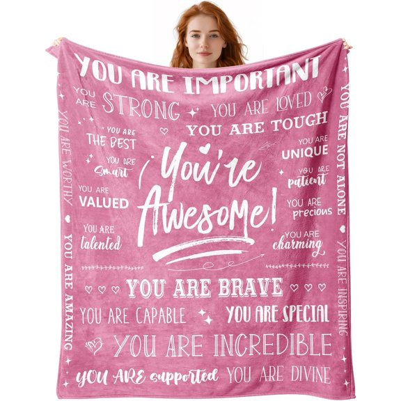 Women Sherpa Blanket Get Well Gifts for Women - You are Awesome 50" x 60" Sherpa Throw Blanket - Inspirational Gift for Her Thinking of You Friendship Feel Better After Surgery Gifts