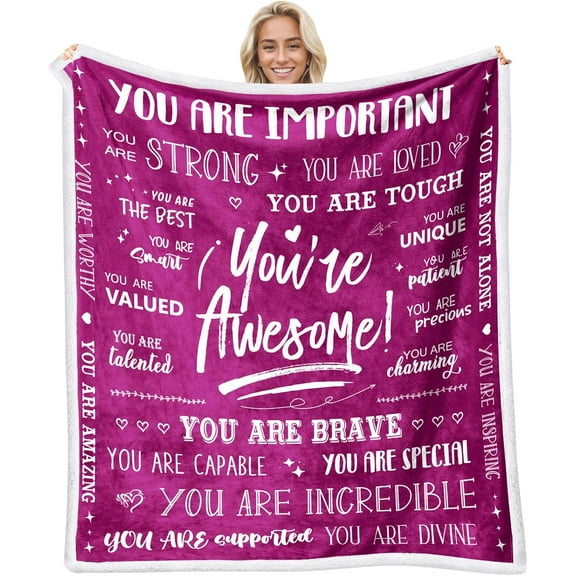 Women Sherpa Blanket Get Well Gifts for Women - You are Awesome 50" x 60" Sherpa Throw Blanket - Inspirational Gift for Her Thinking of You Friendship Feel Better After Surgery Gifts