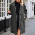 thumbnail image 1 of Women Sherpa Coats Lapel Fuzzy Trench Jackets Winter Cardigan with Button (Grey L), 1 of 6