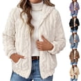 thumbnail image 1 of Women Sherpa Fleece Jacket Casual Loose Soft Fuzzy Long Sleeve Hooded Coat Full Zip Lightweight Winter Warm With Pockets, 1 of 5