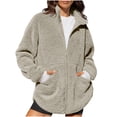 thumbnail image 1 of Women Sherpa Fleece Jackets Casual Fuzzy Stand Collar Long Sleeve Full Zip Coats Loose Fashion Lightweight Winter Warm Outwear, 1 of 1