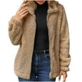 thumbnail image 1 of Women Sherpa Jackets Fleece Fuzzy Winter Coats Faux Fur Casual Long Sleeve Lapel Jacket Fashion Fall Outfits Outerwear, 1 of 4