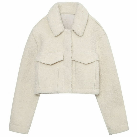 Women Sherpa Shacket Jacket Y2k Warm Button Down Long Sleeve Faux Fur Cropped Coats Trendy Fall Winter Fuzzy Fleece Jackets Outwear