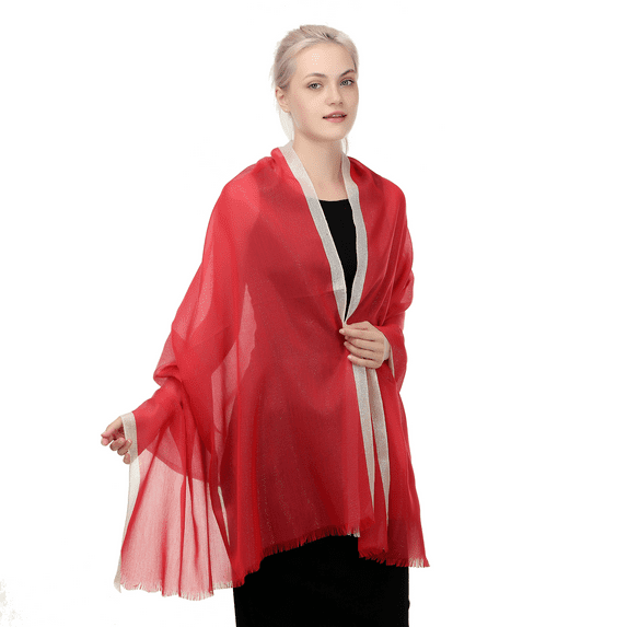 Women Shimmer Chiffon Pashmina Wedding Metallic Sparkle Party Formal Shawls and Wraps for Evening Dresses