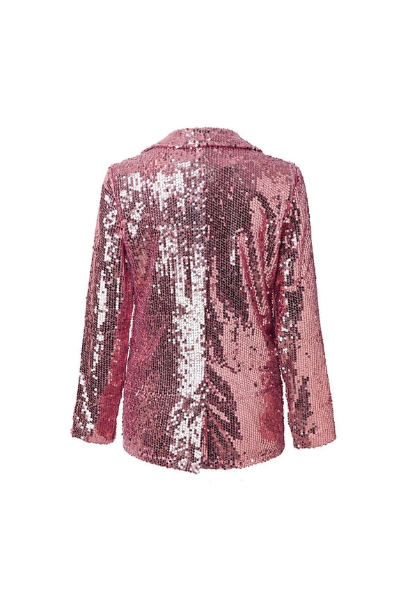 Women Shinny Sequins Blazer Casual Party Jacket Coat Fall Rave Outerwear Blazer Black XXXL YIWEI