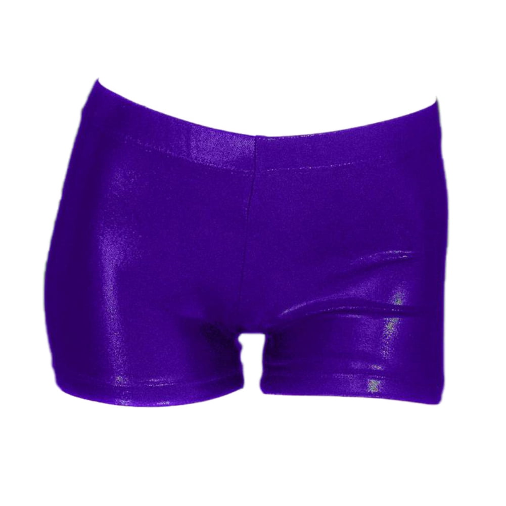 Women Shiny Booty Shorts Wet Look Rave Dance Shorts Pants Underwear  Nightclub Purple XXS 