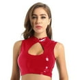 thumbnail image 1 of Women Shiny Leather Tank Top, Glossy PVC Leather, Hot Breast Exposed, Wetlook Latex Vest, 1 of 7