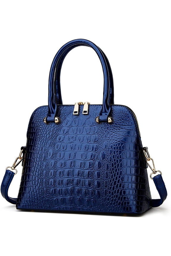 Women Shiny Patent Leather Handbags and Purses Crocodile Pattern Shoulder Bag Fashion Satchel Top Handle Tote Wallet