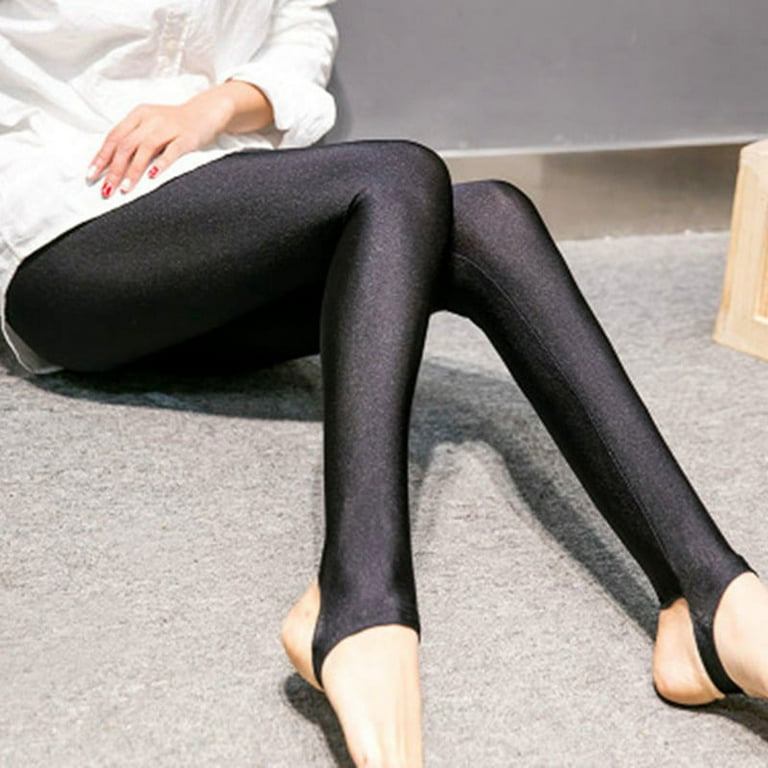 Women Shiny Thin Tights ,Full Ankle Length Stretch Pants Basic