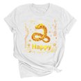 thumbnail image 1 of Women Shirt Crewneck Basic Tee Tops Short Sleeve Blouses Happy New Year Tshirt Outfits, 1 of 4