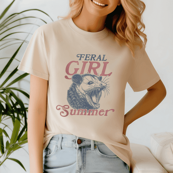 Women Shirt Feral Girl Summer Opossum Shirt, Summer Beach Tee,Summer Vibes,Summer Girl,Hello Summer,Summer Vacation Tshirt