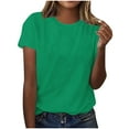 thumbnail image 1 of Women Shirt Short Sleeve Crew Neck Summer Soft Long TshirtsTee Tops Blouse, 1 of 3