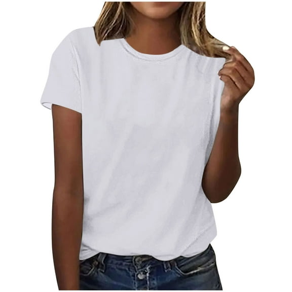 Women Shirt Short Sleeve Crew Neck Summer Soft Long TshirtsTee Tops Blouse
