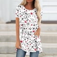 thumbnail image 1 of Women Shirt Thin section Sets Leisure Printed Loose Christmas gift Trendy Lining Fashion Durable Loose Fitting Short Sleeve White Sexy Lining Size 2XL, 1 of 5