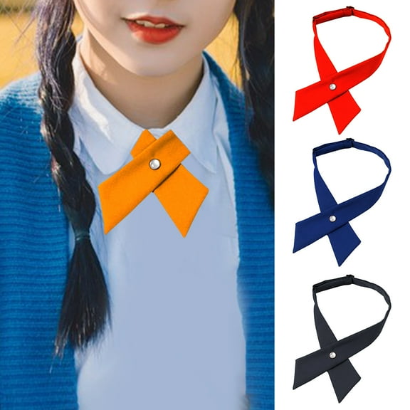 Women Shirt Tie - Solid Color Design Easy Buckle Fastening Criss-Cross Design Neck Tie Graduation Work Uniforms Student Tie