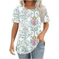 thumbnail image 1 of Women Shirts 2025 Summer Womens Tops Casual Dressy Shirts for Women Graphic Tees Funny Women V Neck Shirts Under 6 Plus Size Summer Tops for Women, 1 of 6