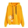 thumbnail image 1 of Women Shirts Casual Fall Winter Loose Fit Hooded Long Sleeve Batwing Drop Shoulder Drawstring Floral Leisure Cotton Hoodies Sweatshirts(Yellow,XXXL), 1 of 5