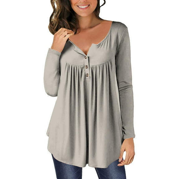 Women Shirts Pullover Tops for Women Women Casual T-shirt Long Sleeve Round Neck Ruched Pullover Blouse Tops