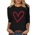 thumbnail image 1 of Women Shirts Heart Tshirts Casual 3/4 Sleeve Tunic Top Plus Size Shirt Valentines Day Blouse Trendy, 1 of 4
