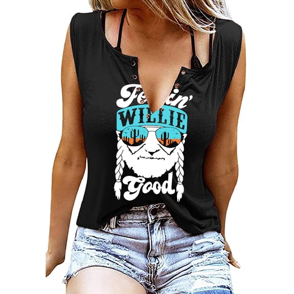 Women Shirts Letter Printed Tank Top Graphic Tee Summer Casual Sleeveless Tee Tops