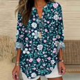 thumbnail image 1 of Women Shirts Long Sleeve Floral Tops For Women Spring Plus Size V Neck T Shirts Trendy Graphic Cotton Tunic Tops,Pink Women Shirts 2XL, 1 of 4