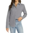 thumbnail image 1 of Women Shirts Long Sleeve Tops Collared V Neck Shirts Lightweight Sweatshirt 2024 Fall Fashion Clothes,Gray Women Shirts M, 1 of 6