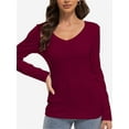 thumbnail image 1 of Women's V-Neck Long Sleeve T-Shirt - Basic Tee Top, Comfortable Casual Shirt, 1 of 4