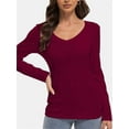 thumbnail image 1 of Women Shirts V Neck Long Sleeve Tops T-Shirt Basic Tees, 1 of 4