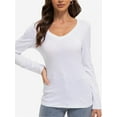 thumbnail image 1 of Women's V-Neck Long Sleeve T-Shirt - Basic Tee Top, Comfortable Casual Shirt, 1 of 4