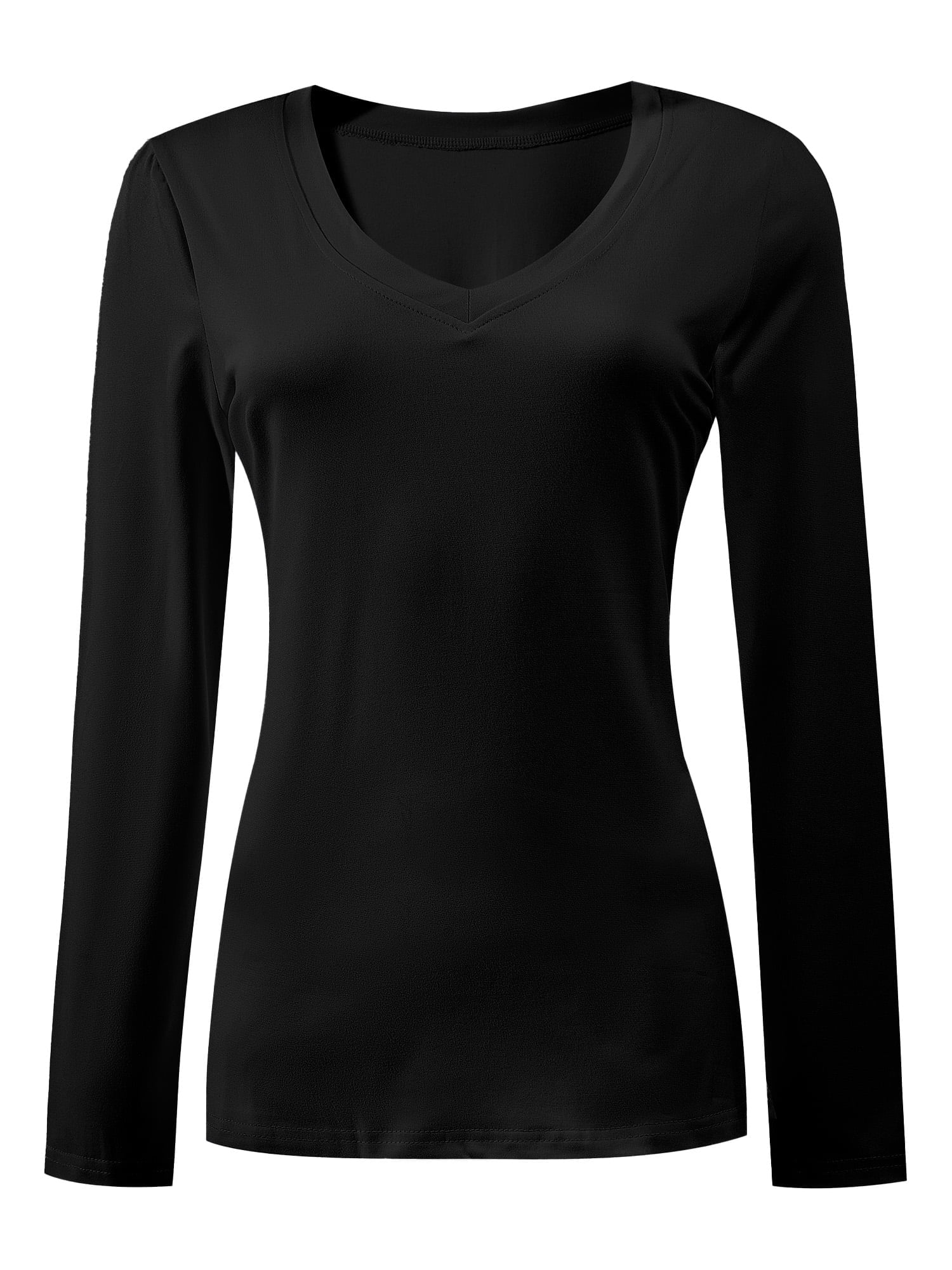 Women Shirts V Neck Long Sleeve Tops T-Shirt Basic Tees - Walmart.com