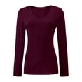 thumbnail image 1 of Women Shirts V Neck Long Sleeve Tops T-Shirt Basic Tees, 1 of 5