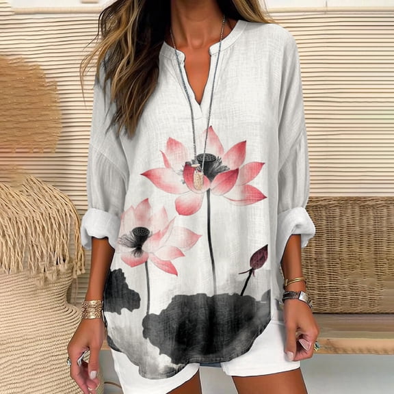 Women Shirts V Neck Shirt For Women Boho Multi Style Blouse Long Sleeve Novelty Graphic Plus Size Pullover Tops For Women,Pink Women Shirts XXXL