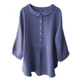 thumbnail image 1 of Women Shirts Vintage Pocket Shirt Stand Collar Button Pullover Top, 1 of 3