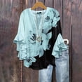 thumbnail image 1 of Women Shirts Women Floral Half Sleeve Shirt Summer Printing V Neck Daily Casual Top 3/4 Sleeved T Shirt Loose Large Size T Shirt, Women Shirts XXXL, 1 of 1