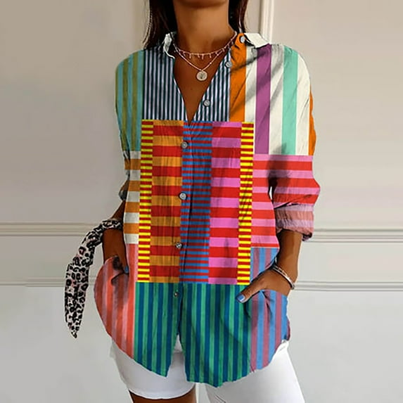 Women Shirts Womens Long Sleeve Boho Shirts V Neck Vintage Floral Tops Ladies Blouses Casual Graphic Shirt 2025 Spring,Blue Women Shirts 2XL