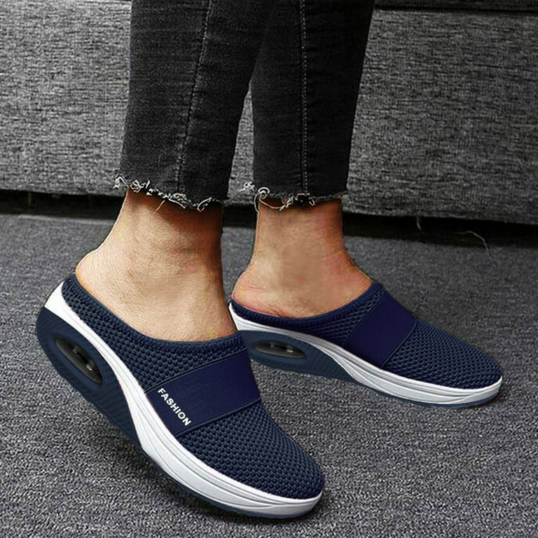 Women Shoes Air Cushion Slip On Orthopedic Walking Shoes With Arch Support  Knit Casual Comfort Outdoor Walking Dark Blue 9