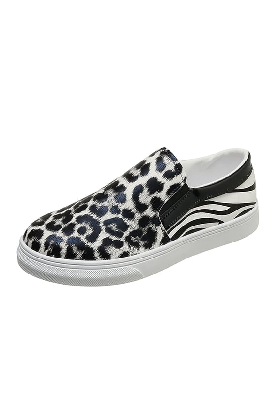 Women Shoes Casual Fashion Leopard Print Leather Low Cut Comfortable Flat Sole Casual Single Shoes Sneakers For Women