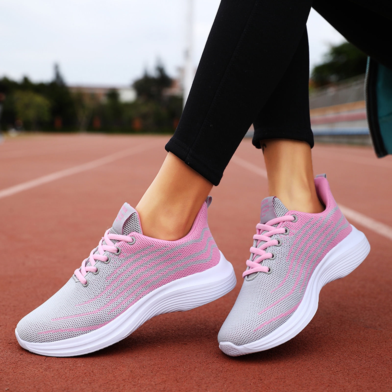 Women Shoes Casual Sneakers Breathable Non Slip Soft Sole Sneakers Mesh  Sneakers Tennis Walking Breathable Sneakers Fashion Sneakers Pink 7 