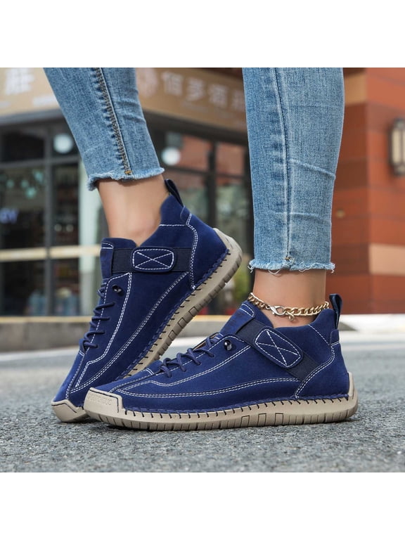 Women Shoes Comfortable Orthopedic Sneakers with Arch Support Casual Trainers Hiking Shoes (Dark Blue 36)