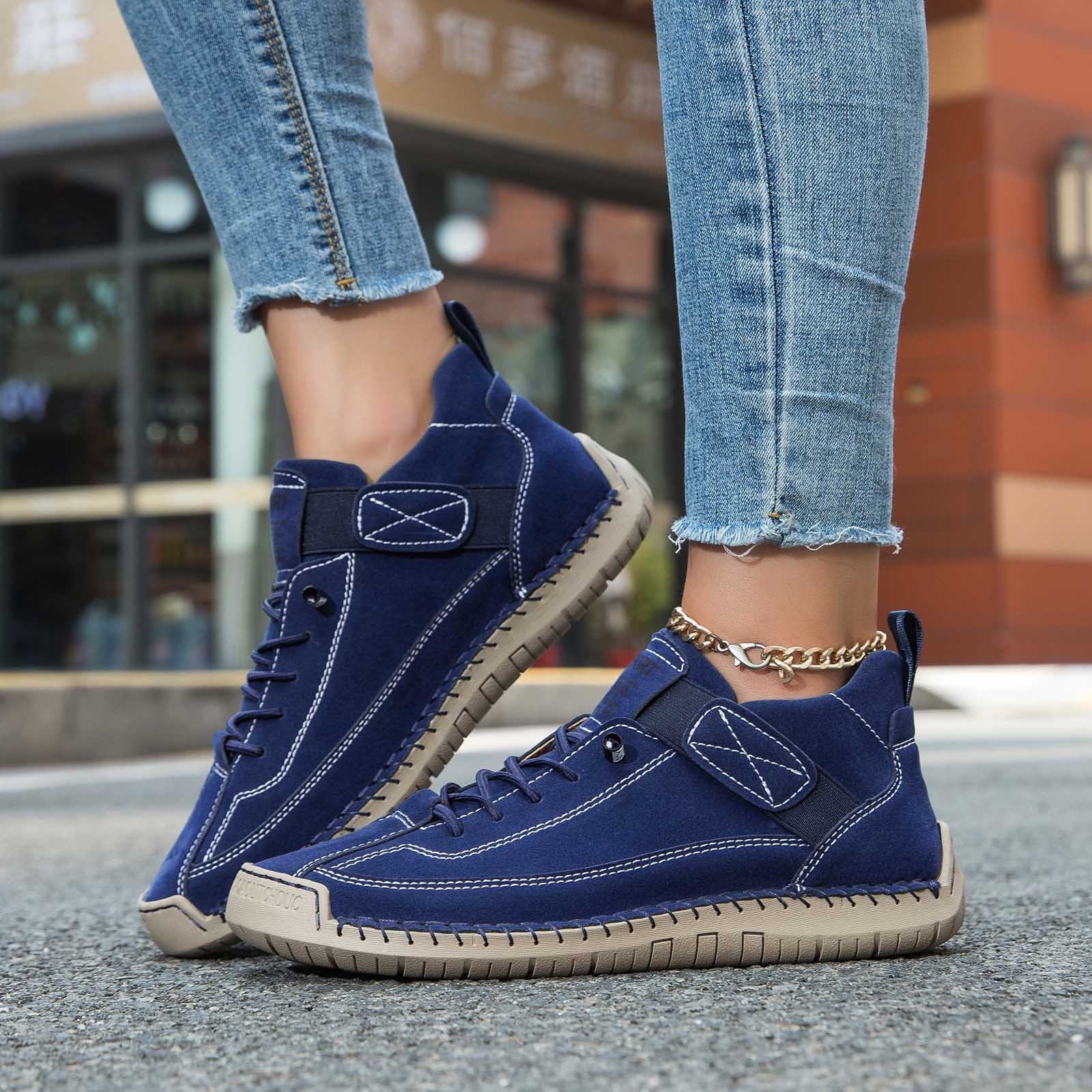 Women Shoes Comfortable Orthopedic Sneakers with Arch Support Casual Trainers Hiking Shoes (Dark Blue 40)