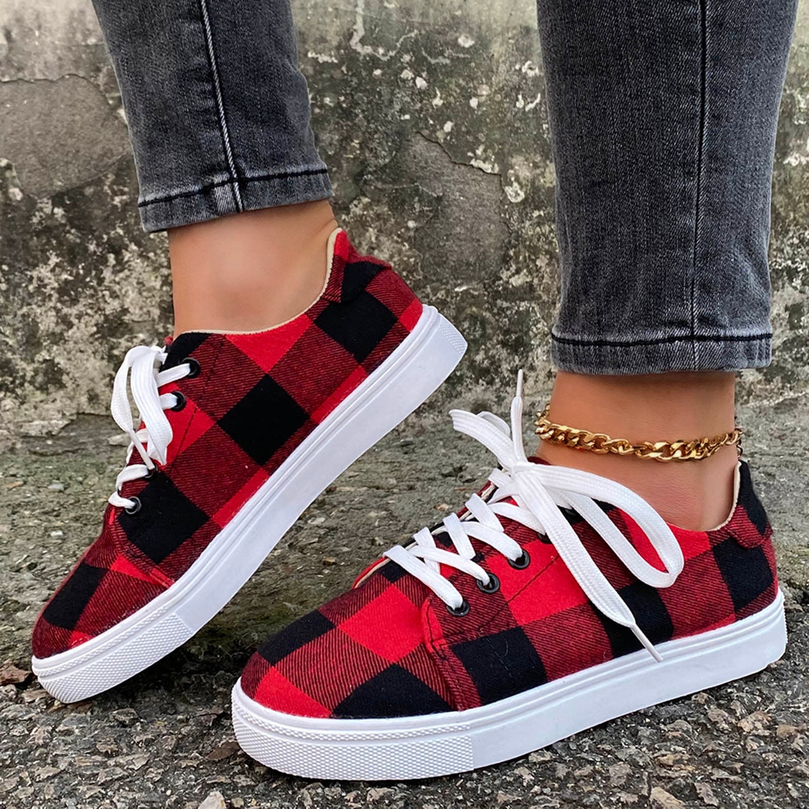 Buy online Red Canvas Laceup Sneakers from Sports Shoes & Sneakers for Women  by Mozafia for ₹980 at 2% off | 2024 Limeroad.com
